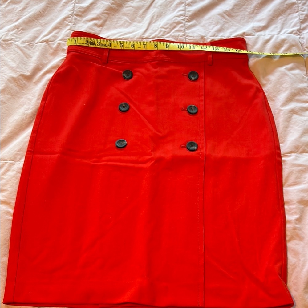 Ann Taylor Elegant Red Buttoned Skirt